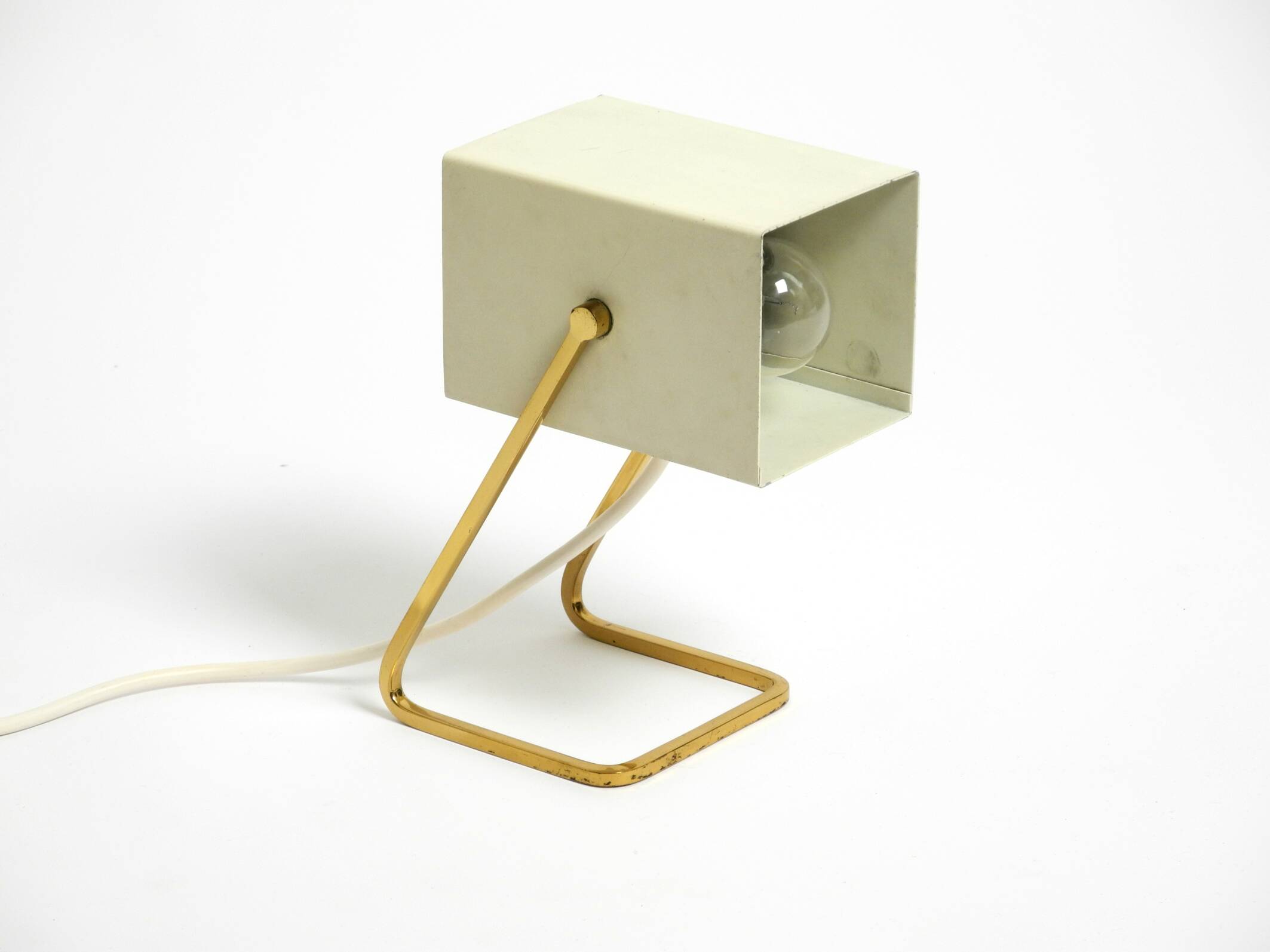 Great Mid Century metal bedside lamp with brass base by Kaiser Leuchten