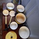 Set of 7 vintage enameled pans