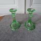 Pair of art deco candlesticks in molded pressed glass
