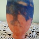 Tulip for chandelier or lamp - Orange blue purple marbled glass - Art Deco