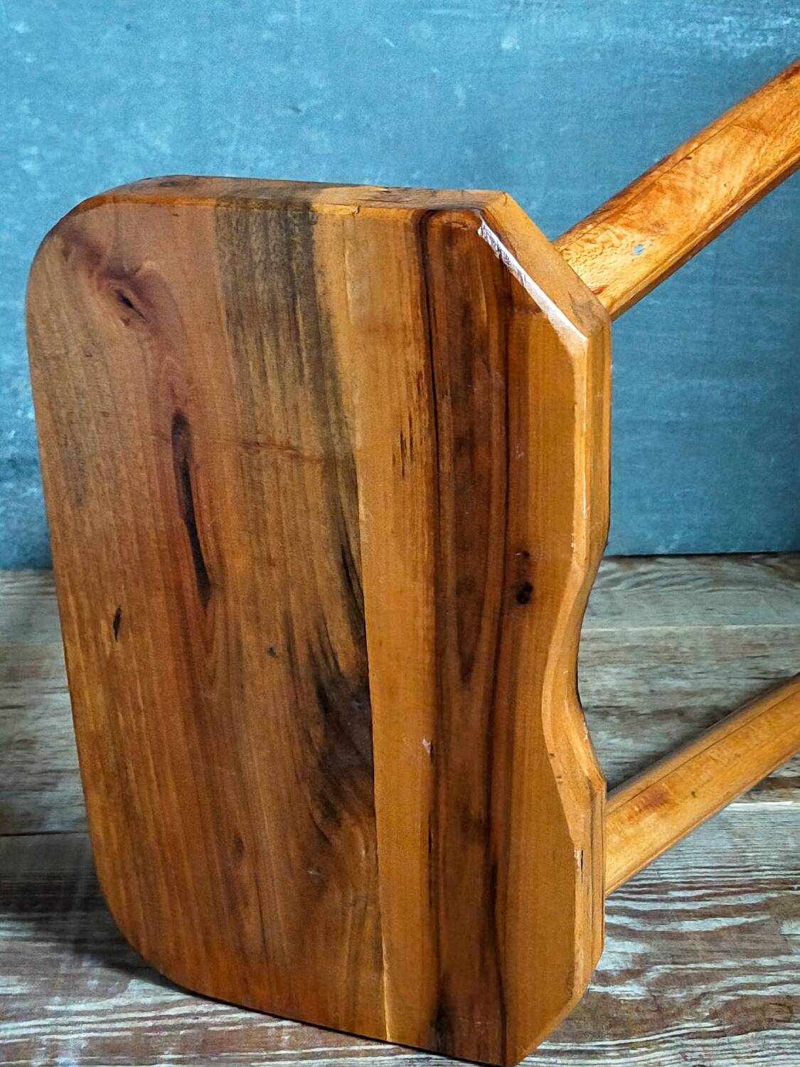 Solid wood tripod stool from the 50s