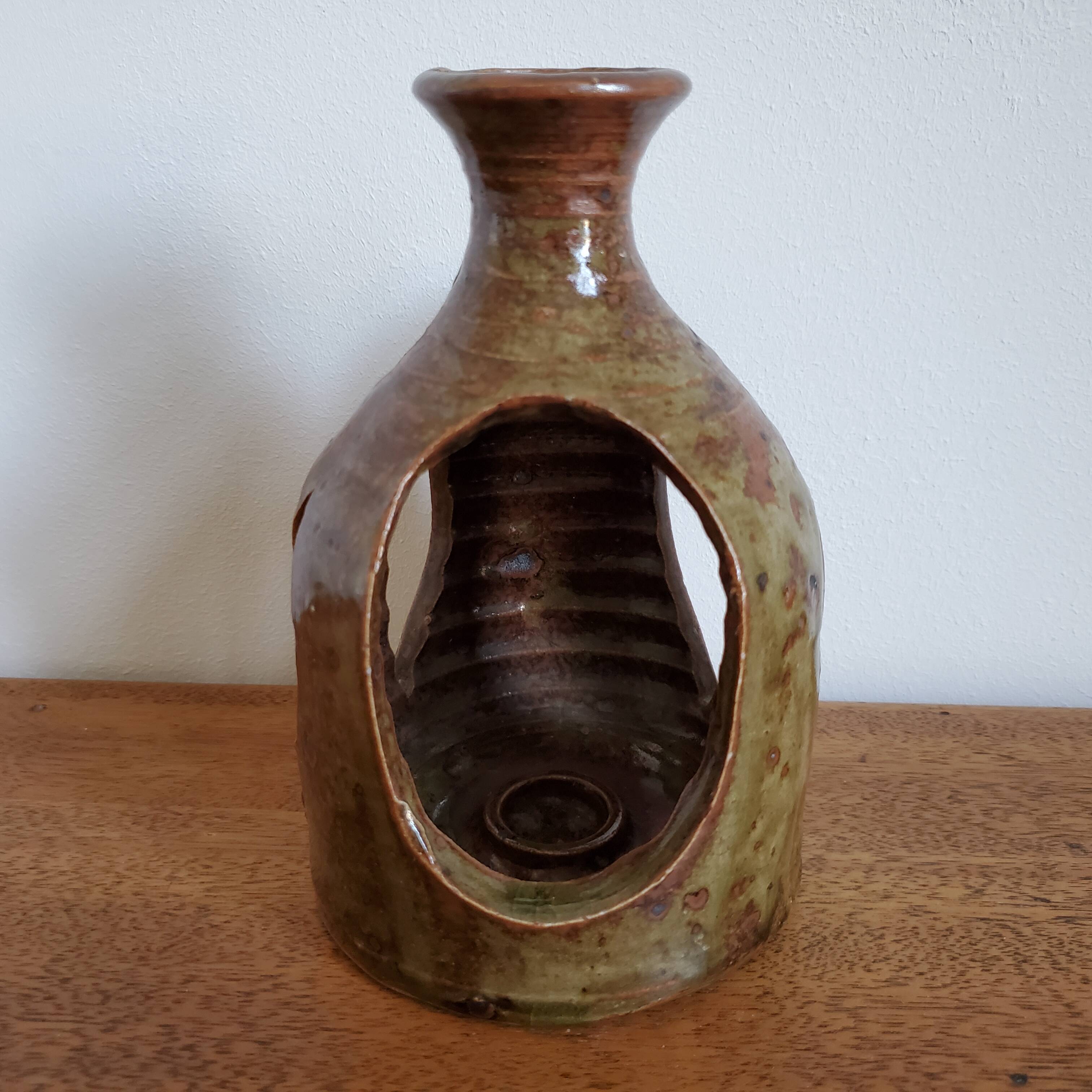 Pyrite sandstone candle holder