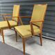 Paire de fauteuils bridge tissus vert clair années 1960.