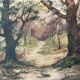 Tableau aquarelles signée Christen "Chemin en sous bois" XIX° siècle