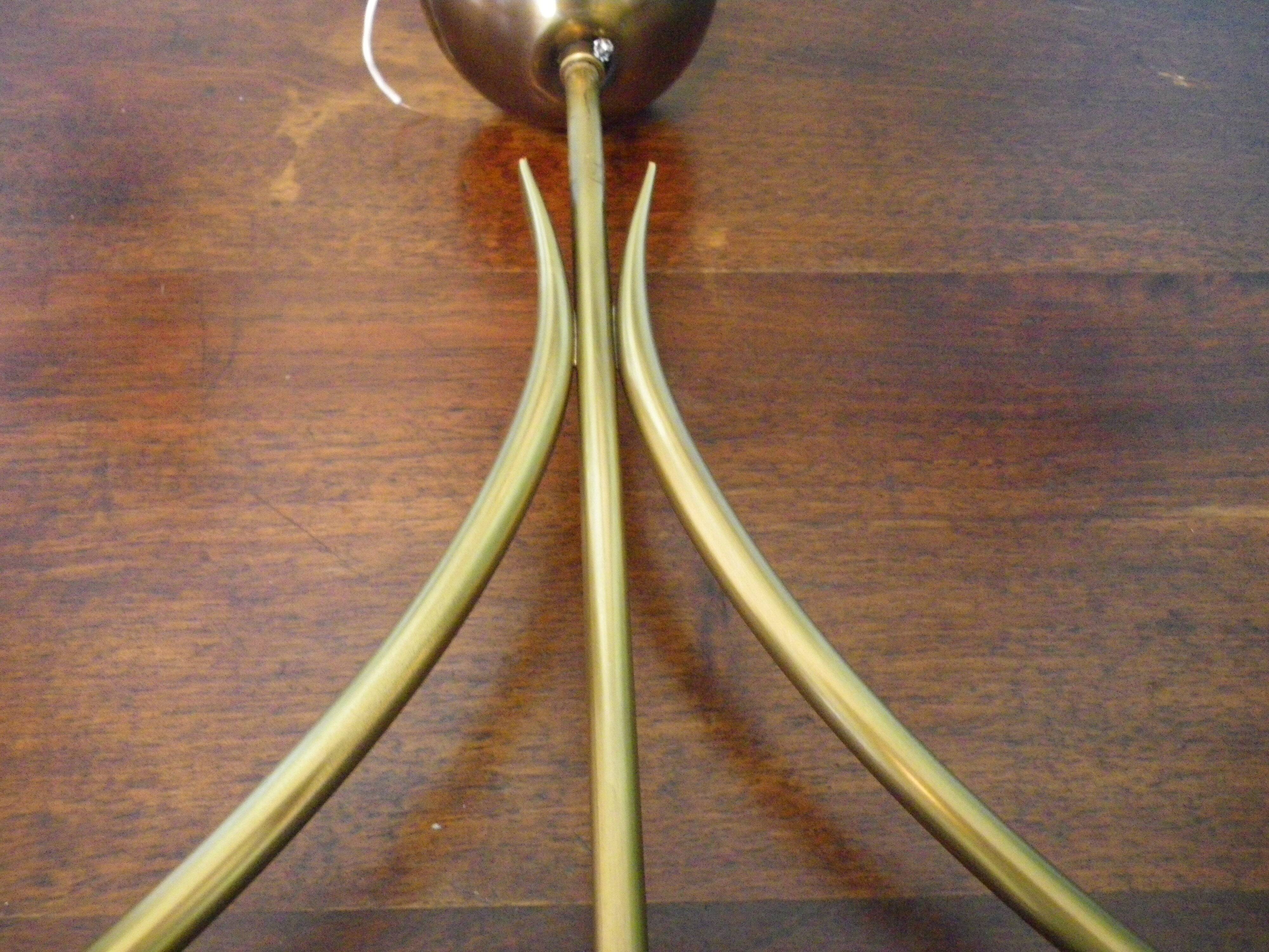 Golden Metal Suspension with Opaque Bowl Shade, 1980s