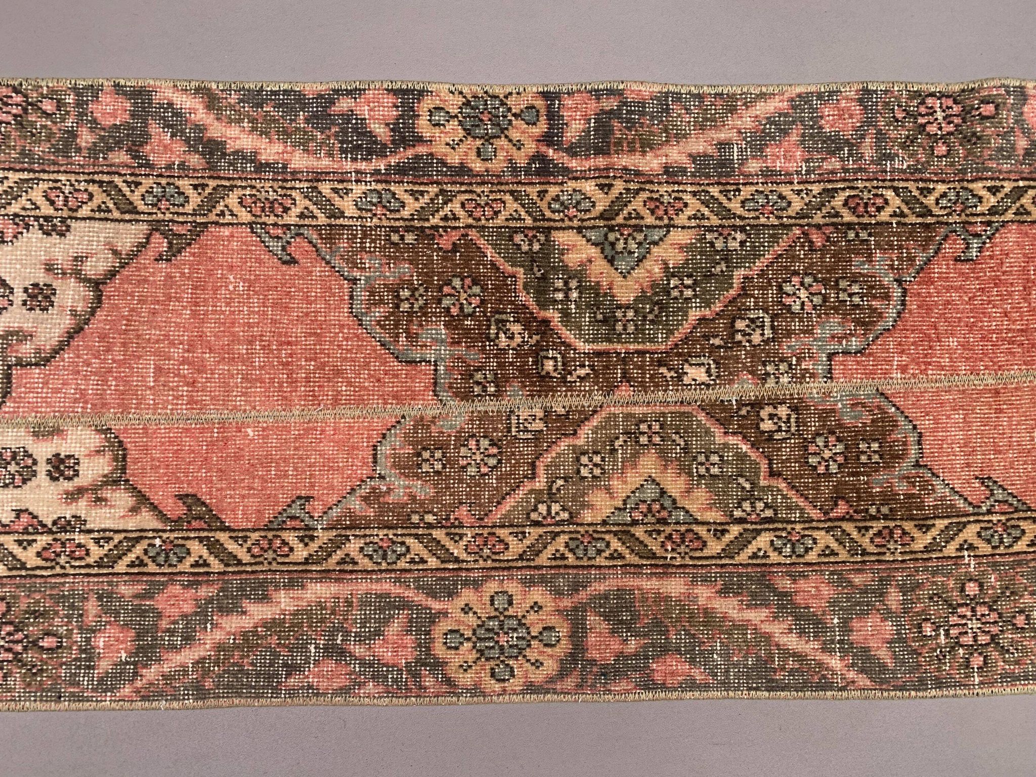 Distressed Turkish Narrow Runner 353x54 cm wool Vintage Tribal Rug