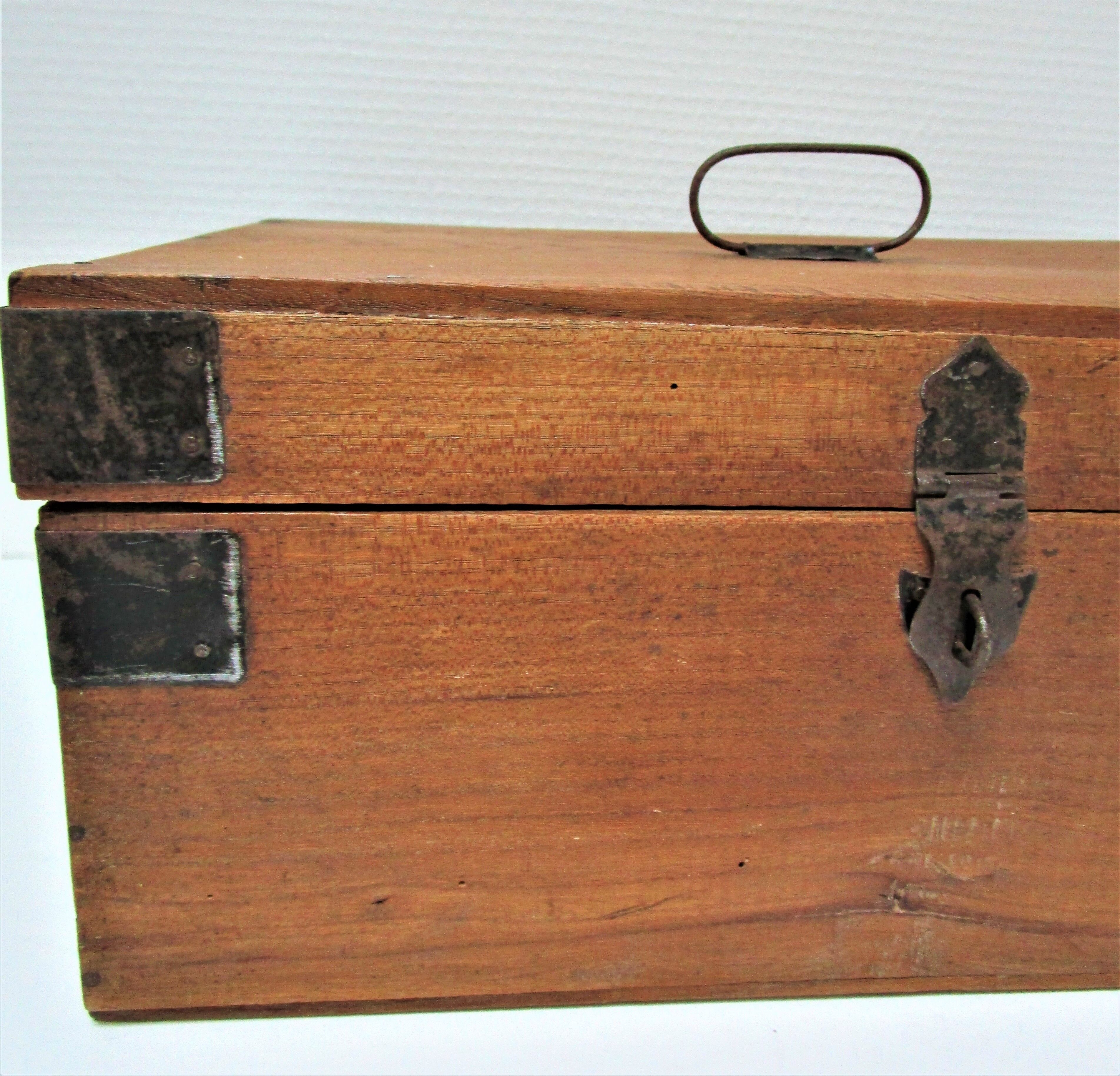 Solid wood box patinated early 20th century