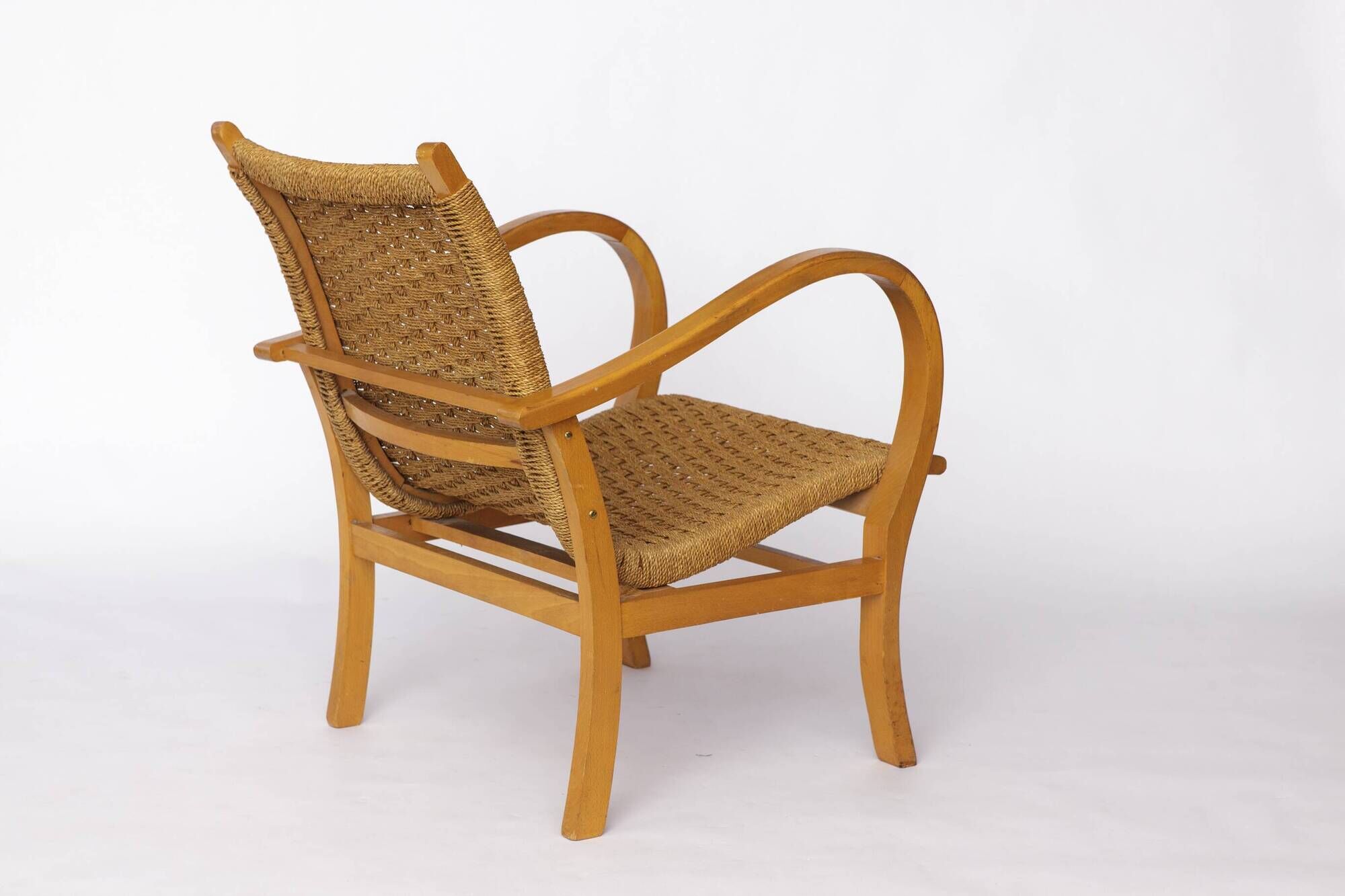 Erich Dieckmann Bauhaus Armchair – 1950s Beechwood & Paper Cord, Germany