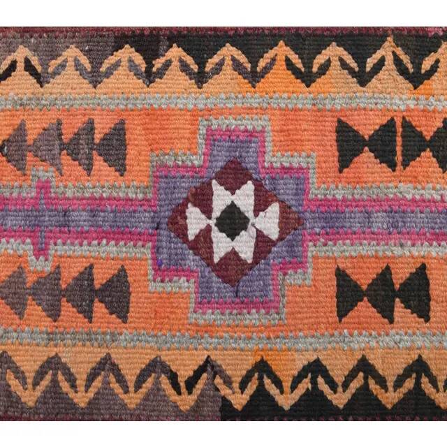 1970s Vintage Turkish Hand-Knotted Wool Cotton Orange Runner Rug 86x326