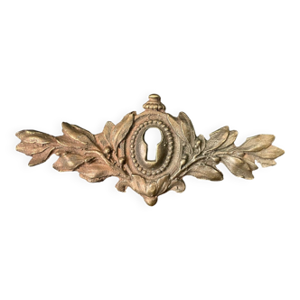 Garniture de style, entrée de serrure en bronze-laiton lauriers, numérotée