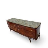 Commode en placage de palissandre avec plateau en onyx vert