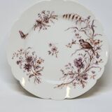 Superb Plate Dish on Pedestal 19th Century White Porcelain Bird Decor