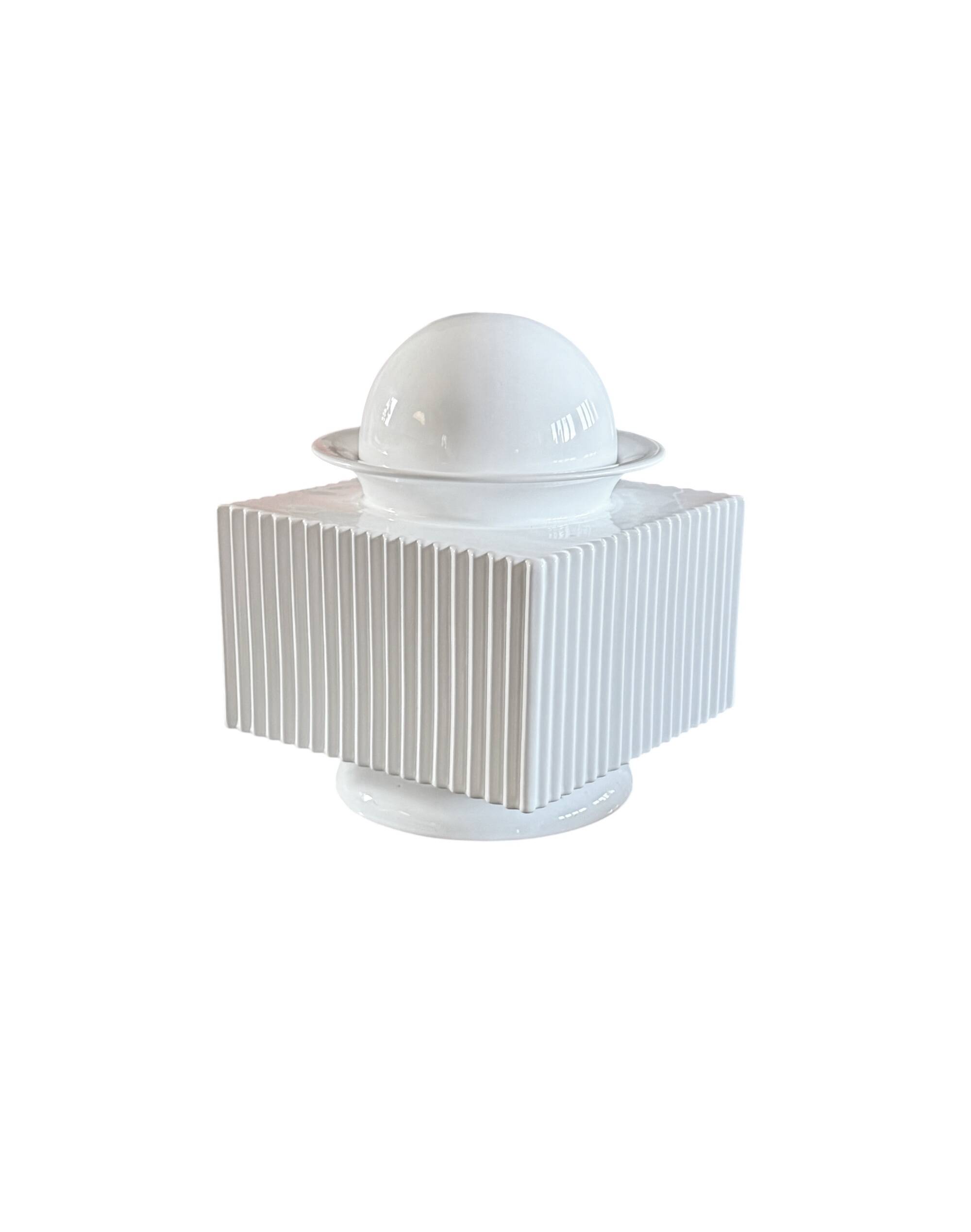 Sergio Asti, postmodern white ceramic vase, Cedit Italy 1970s