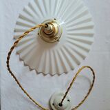 Pleated opaline hanging lamp