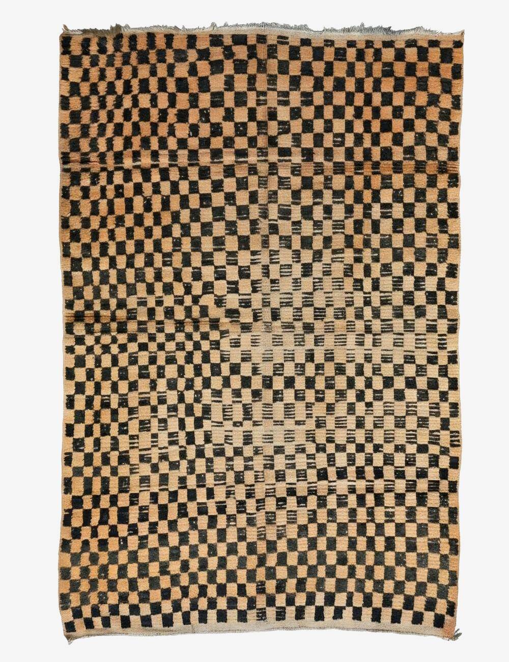 Tapis vintage à damier - 227 x 171 cm