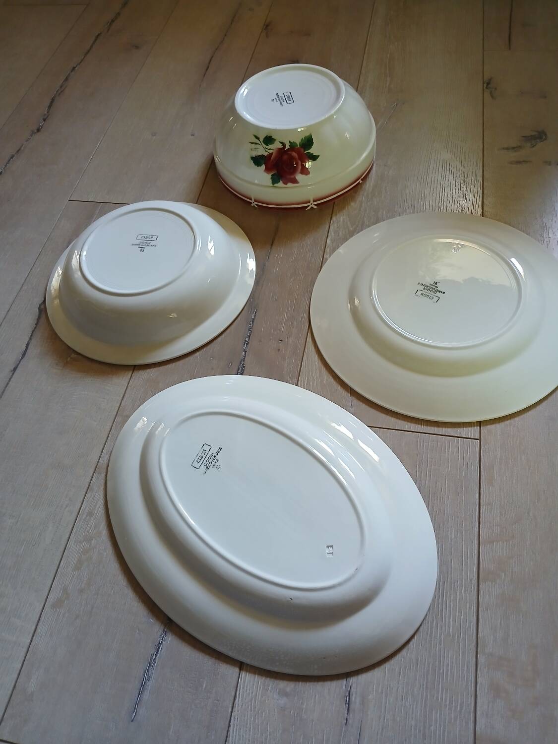 4 old dishes from Digoin and Sarreguemines
