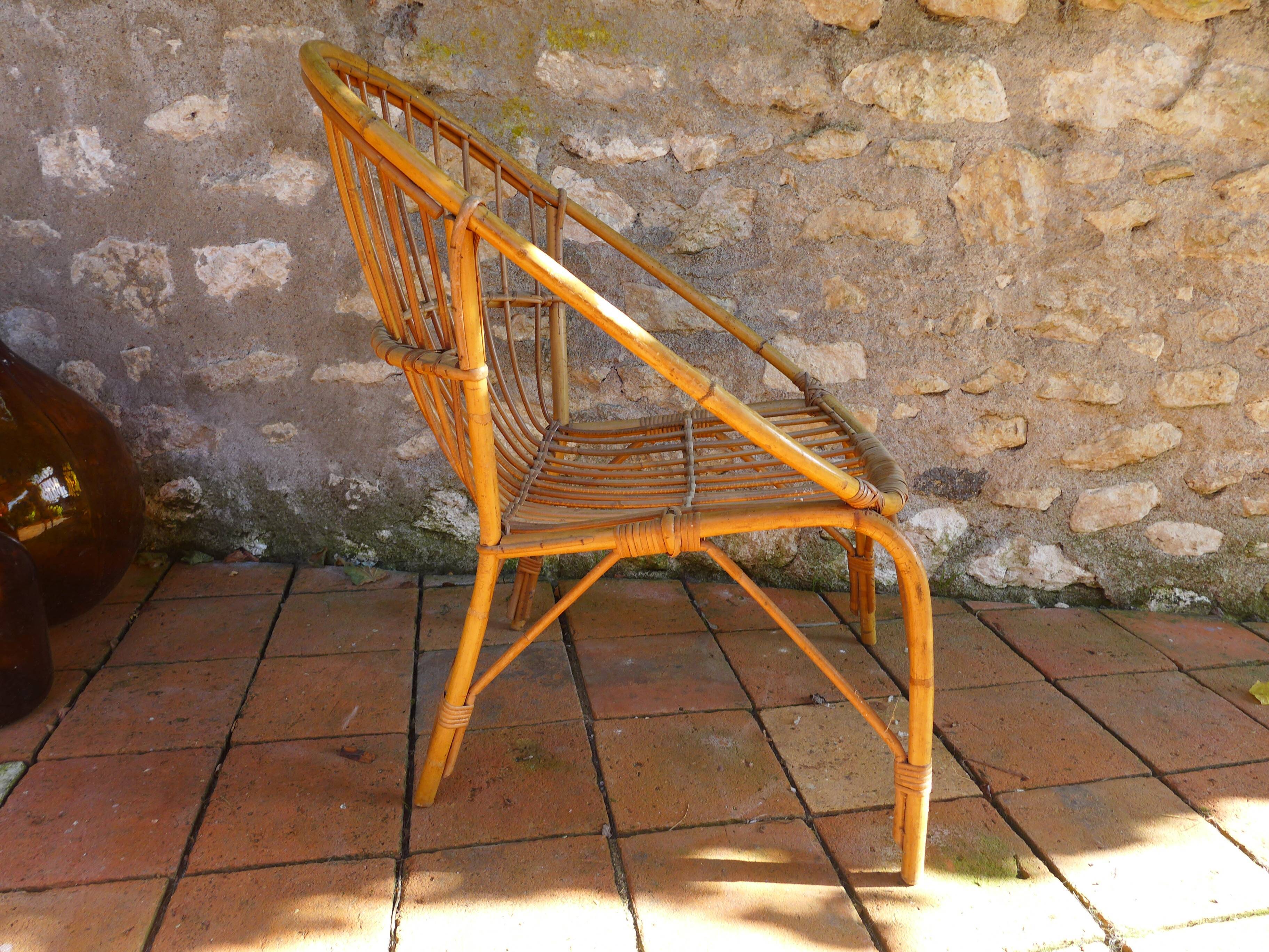 Vintage rattan armchair