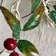 Pair of cherry metal wall lights, white and green, vintage 1970s.
