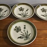 8 plates "gien france" herbariums flower motif