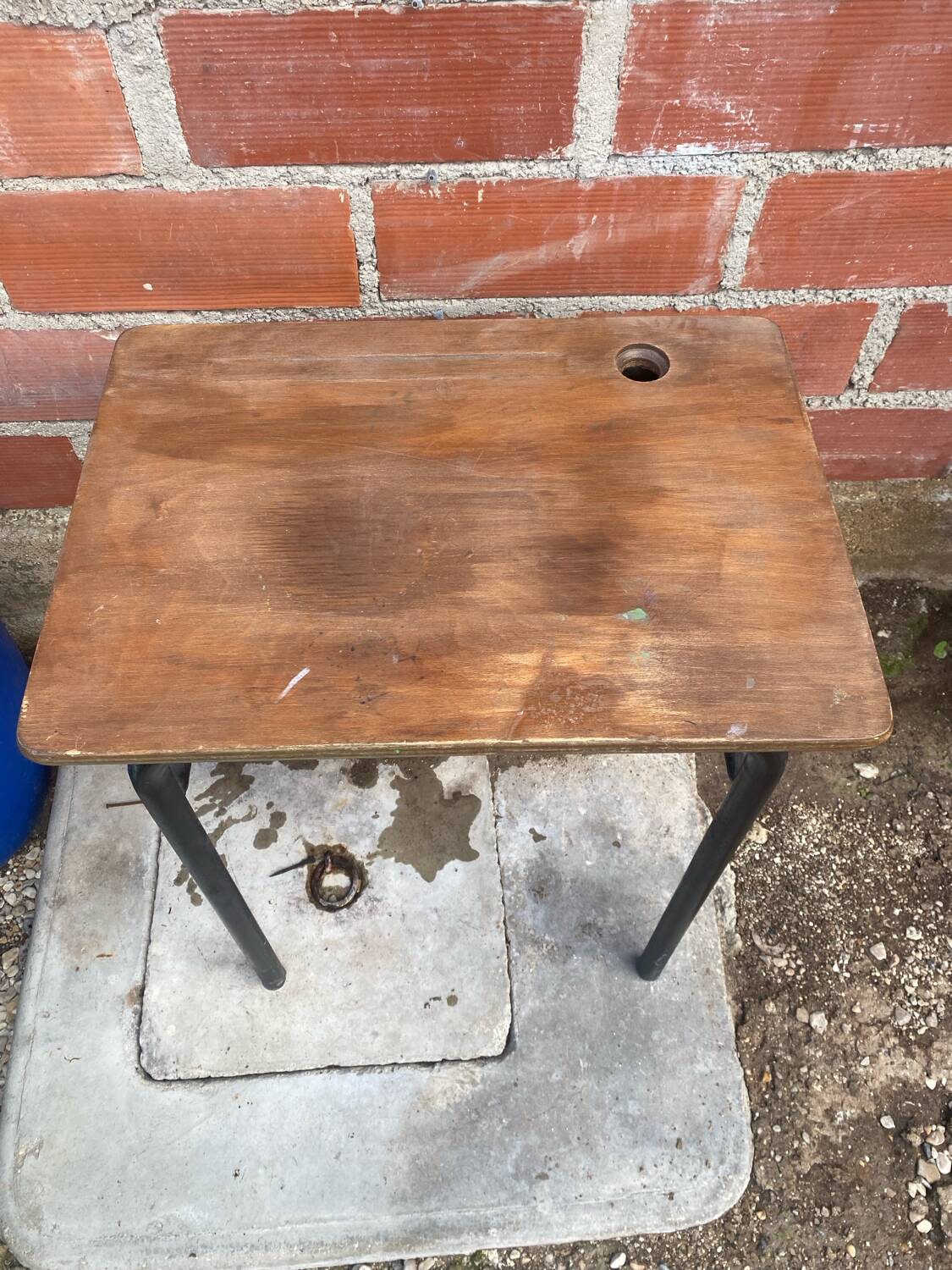 Old children's desk, metal and wood