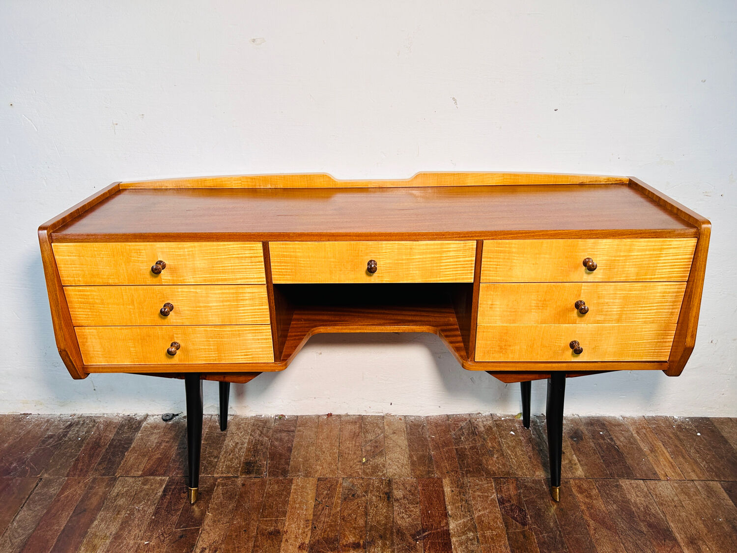 Bureau en teck et érable de style rétro 1960