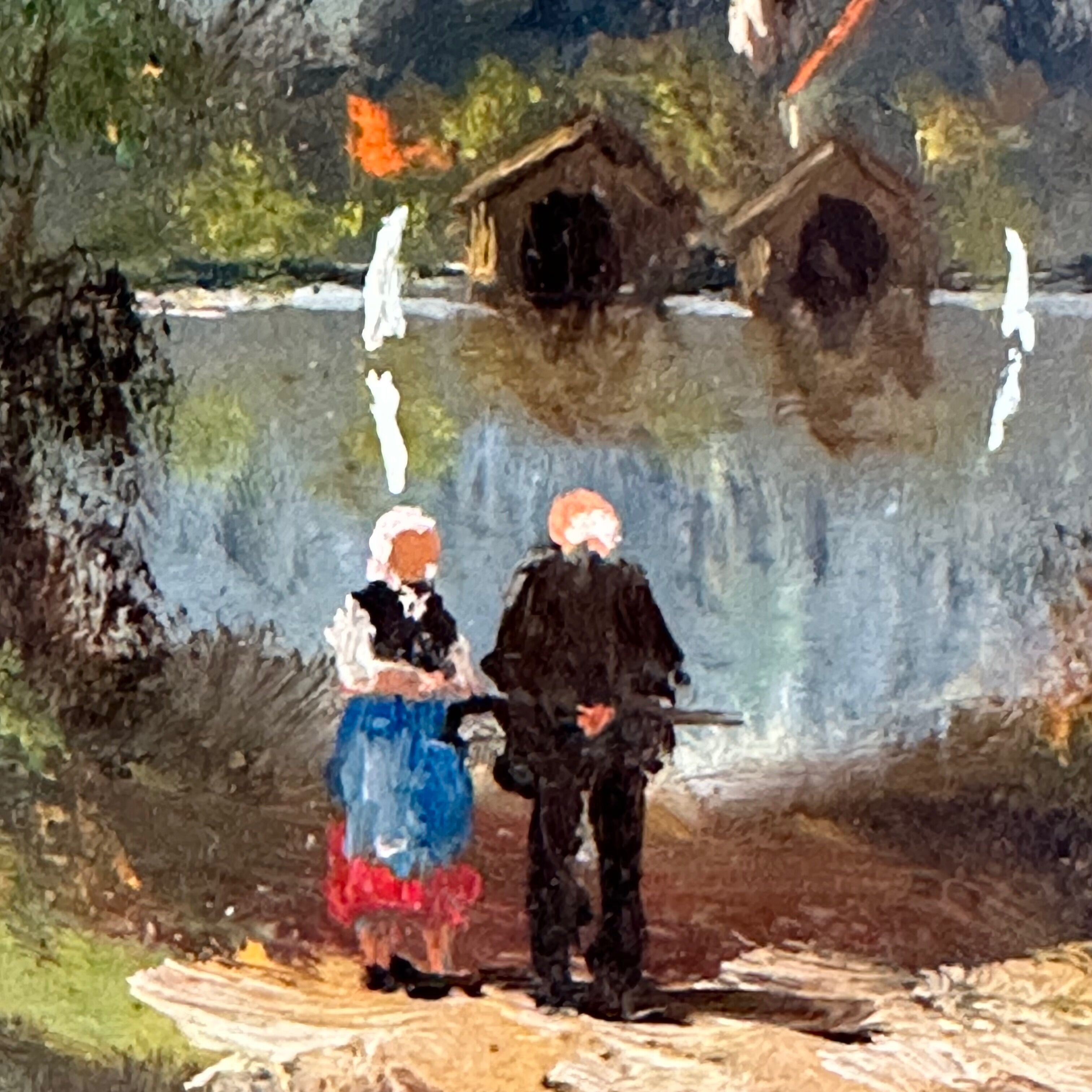 Heinrich berger, original oil painting framed, landscape image