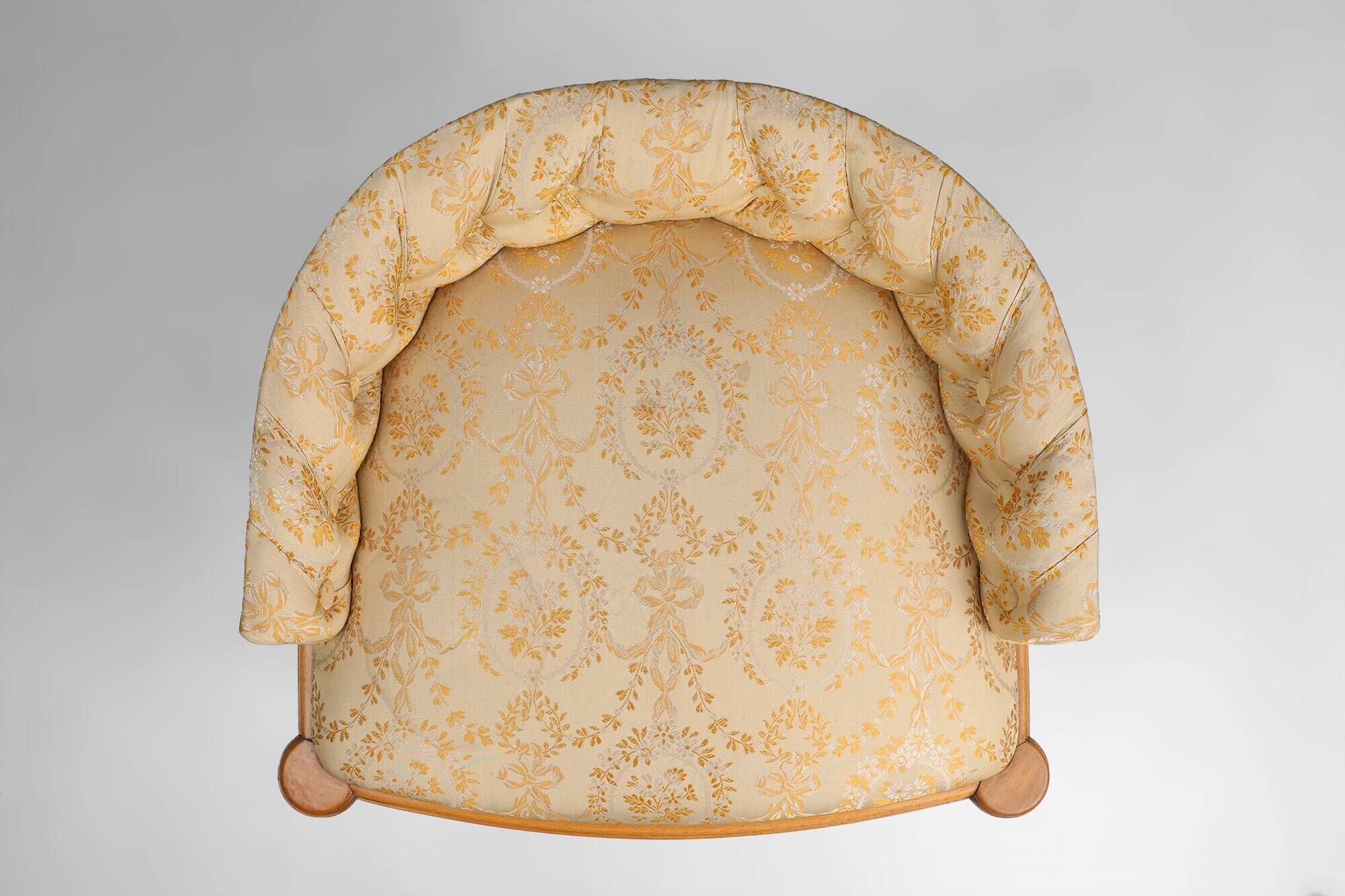 French 1940s Art Nouveau side chair in beech wood with low back