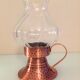 Hammered red copper candle holder and glass/vintage 60s/70s