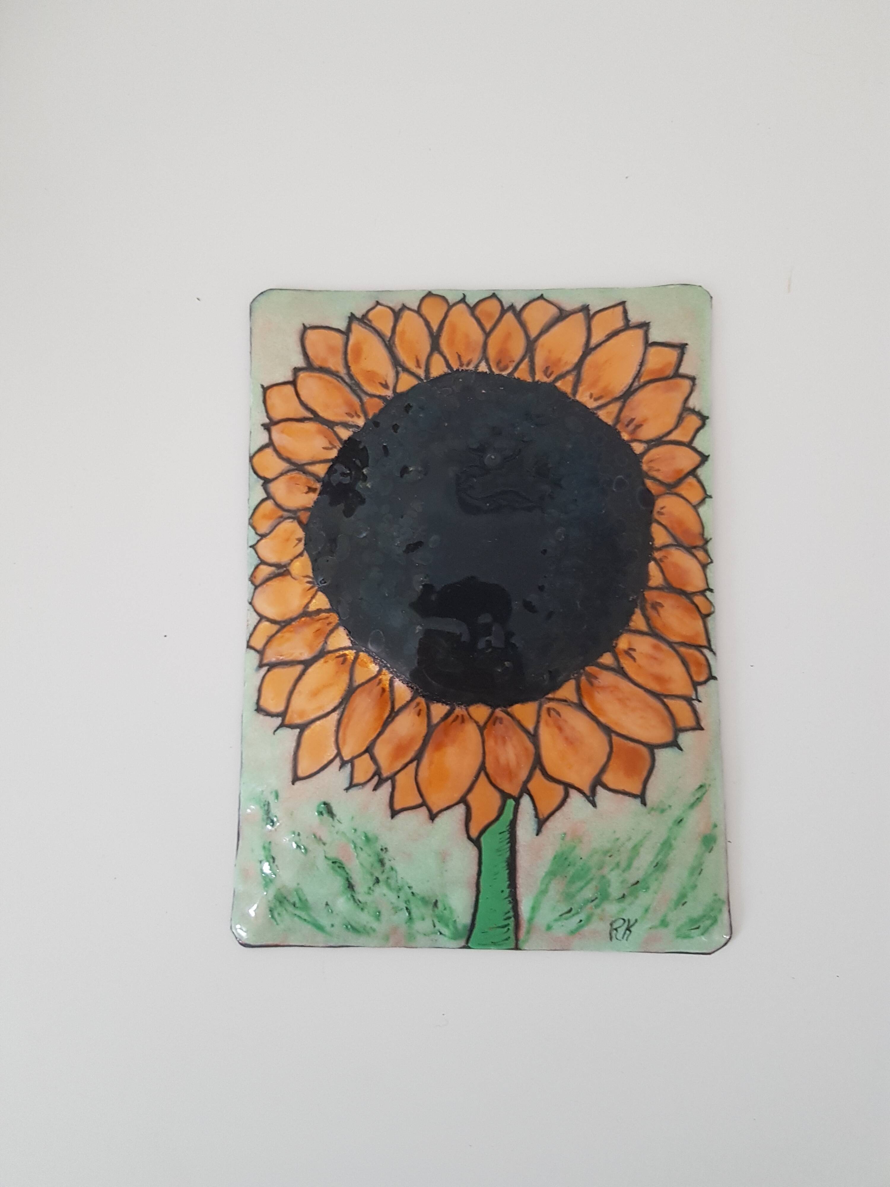 Sunflower enamel plaque