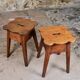 Pair of scalloped oak stools, France, early 20th century