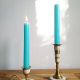 Brass and mother-of-pearl bougeoirs