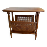 Magazine rack, wood and cane