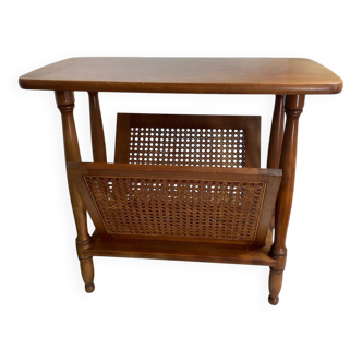 Magazine rack, wood and cane