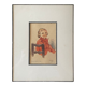 Watercolor painting "young girl" Pierrette dated 1950 and frame