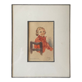 Tableau aquarelle "jeune fille" Pierrette datée de 1950 et cadre