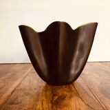 Vase mouchoir signé Elchinger .1950s noir et jaune .