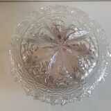Structured glass round ceiling lamp vintage 60s-70s