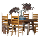 Set of 8 modern Italian dining chairs, beech with woven seats, 1960s.
