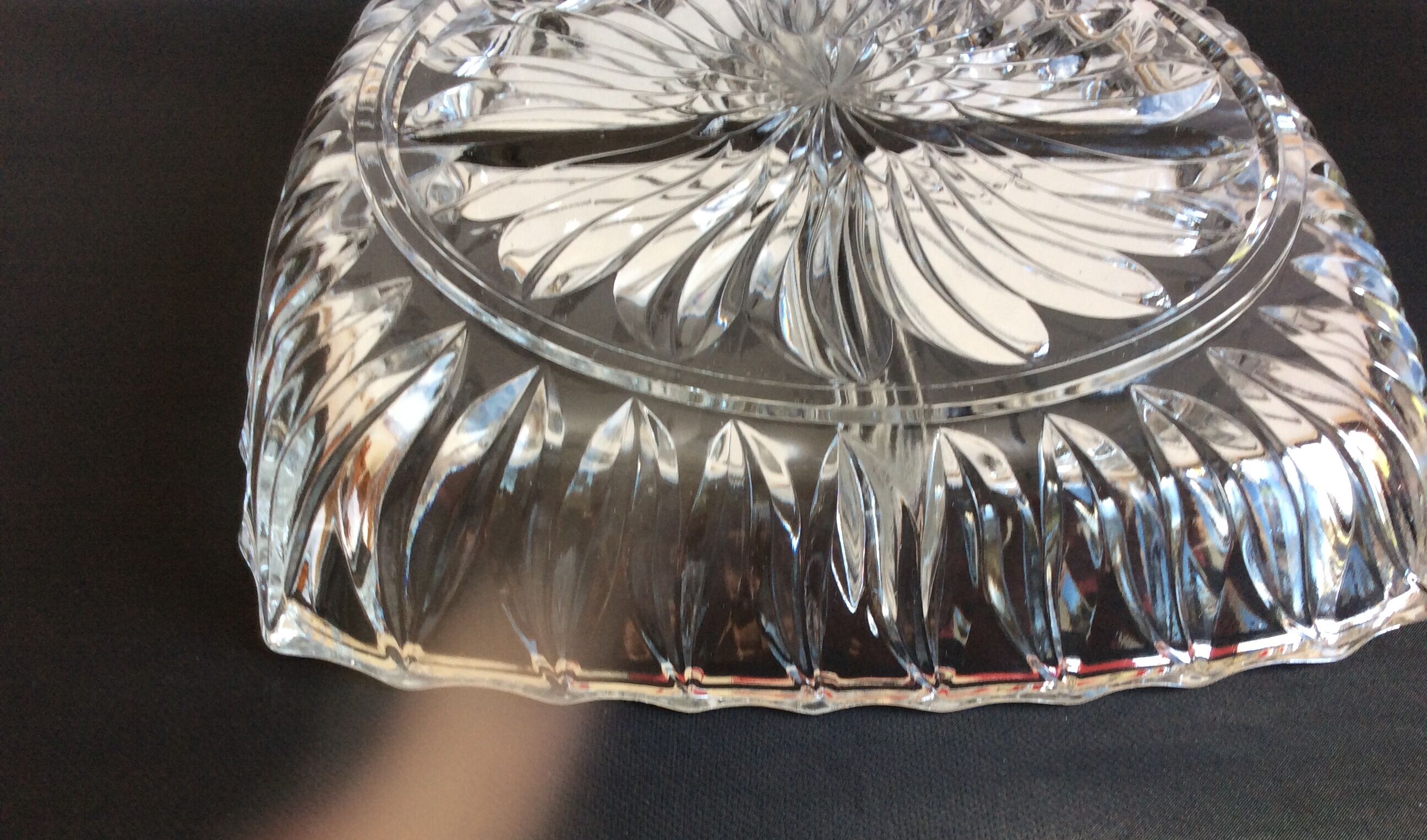 Old 4-compartment dish, servant, very thick glass vintage