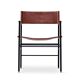 Classic bar stool with cognac leather backrest and black rubber metal.