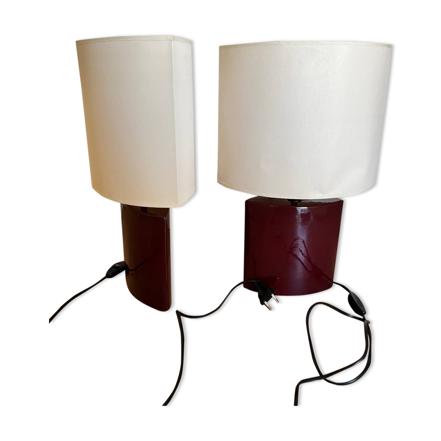 Duo de lampe forme amande céramique
