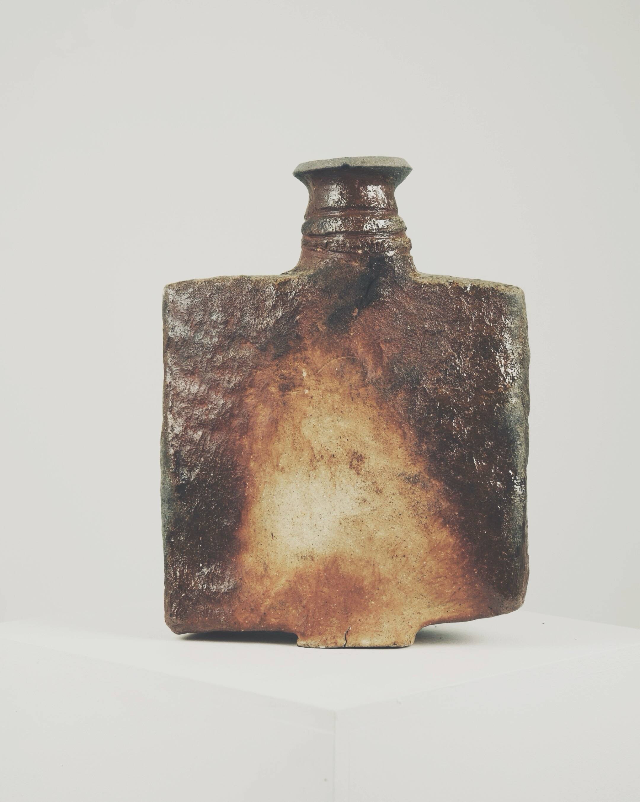 Large stoneware bottle by Gérard Brossard, La Borne