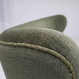 1960s, Danish highback armchair, green furniture velour, teak wood.