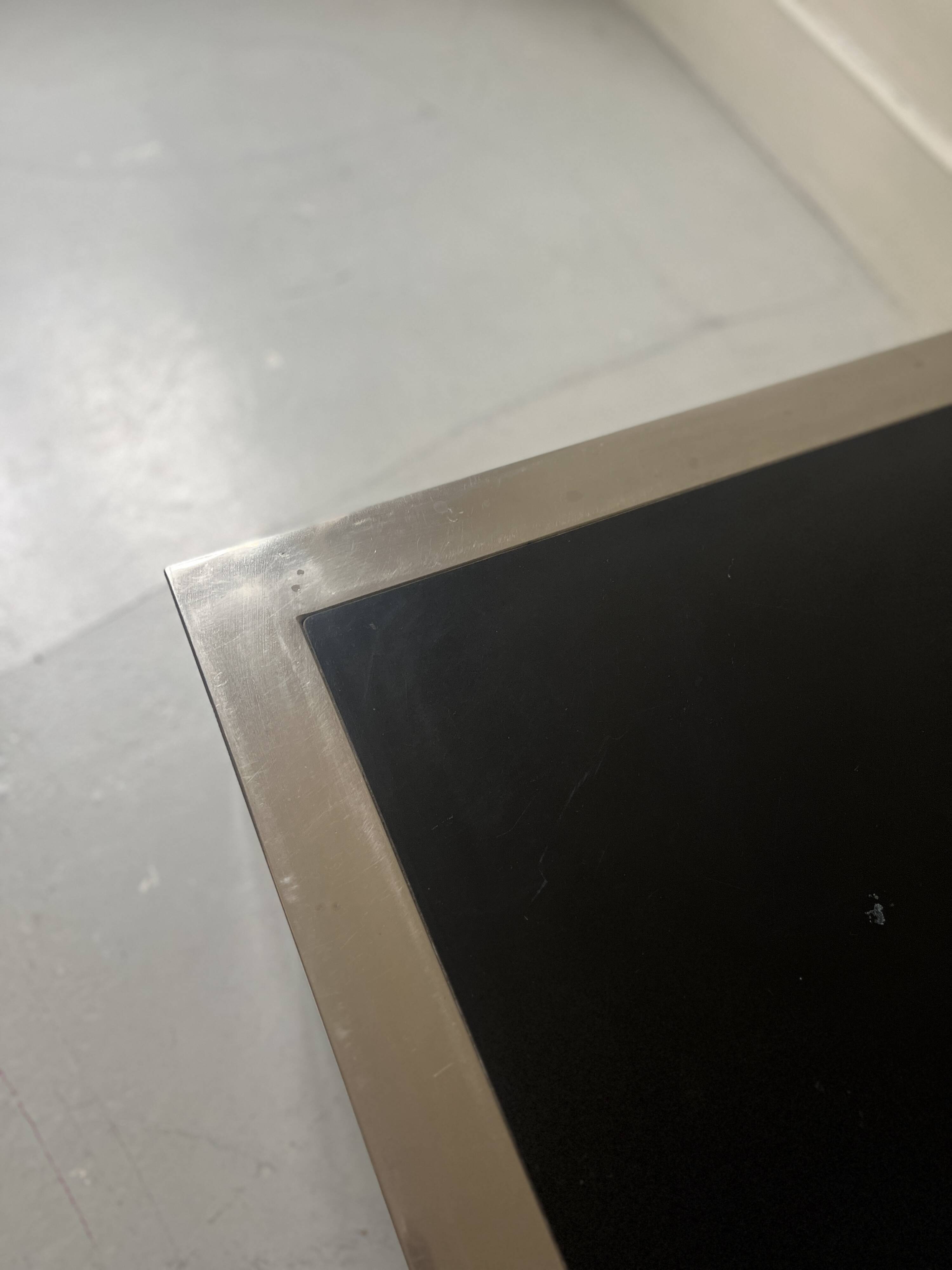 Black & brushed chrome coffee table in the style of Willy Rizzo, design 1970