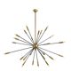 Sputnik-shaped chandelier in patinated gold-plated brass and black lacquer. Contemporary.