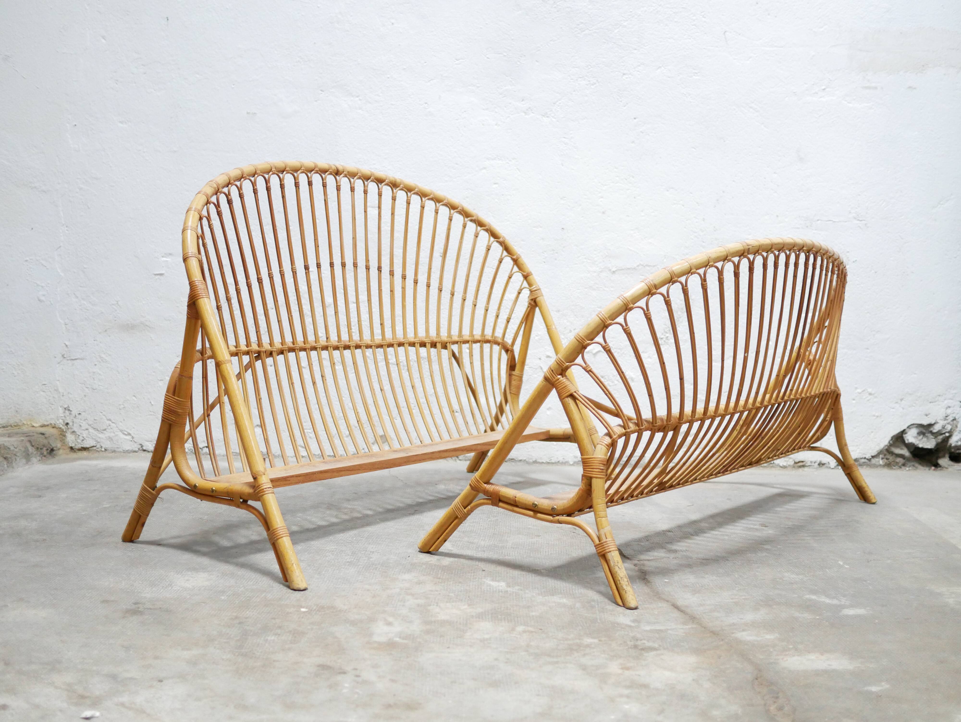 Vintage rattan basket bed 190cm x 120cm
