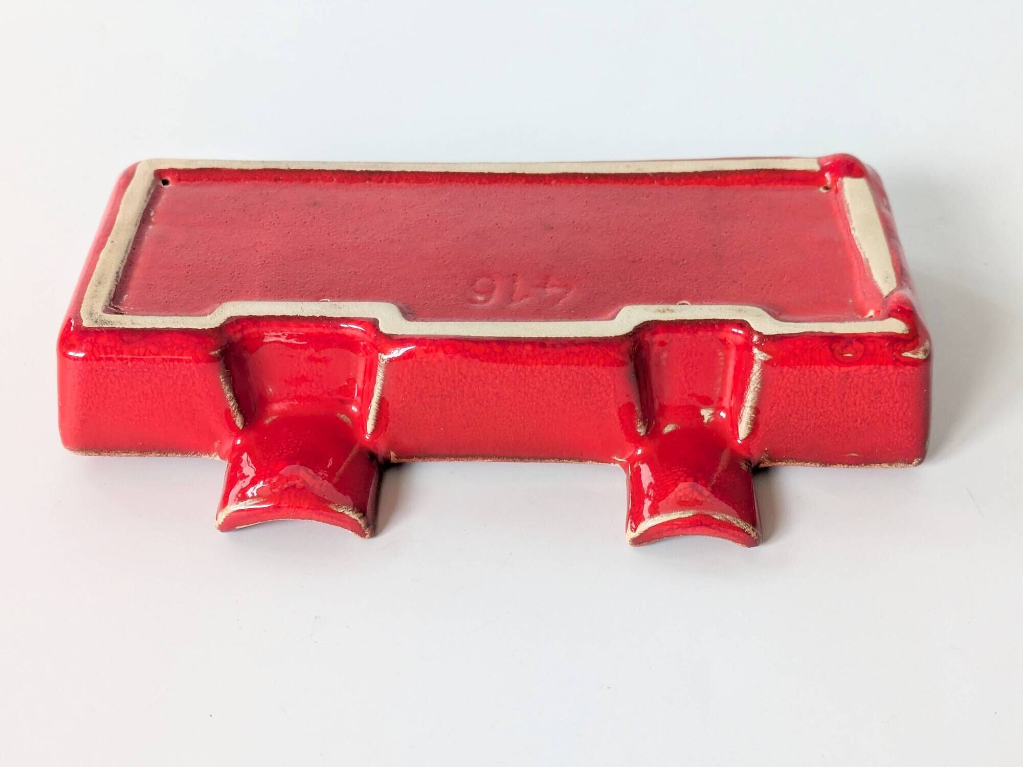 Mid-century ceramic brutalist ashtray catchall fat lava