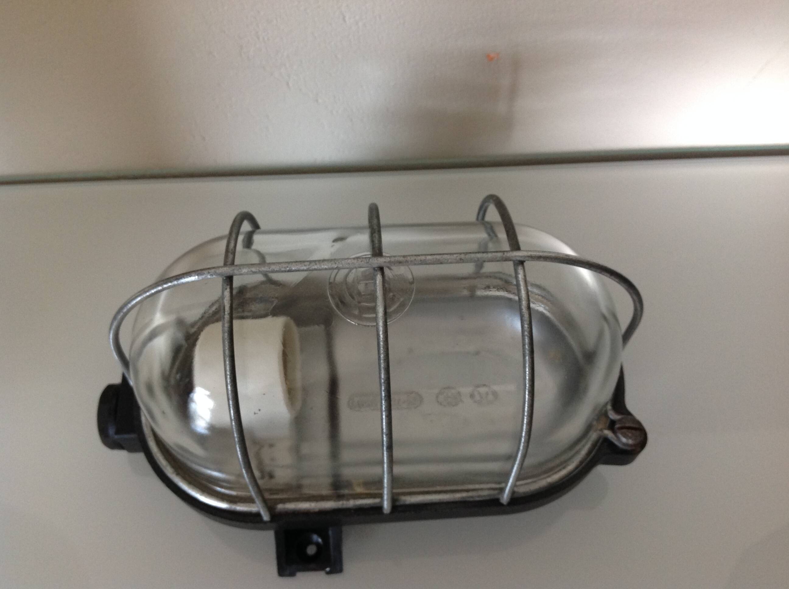 Industrial style porthole wall light / vintage 60s-70s