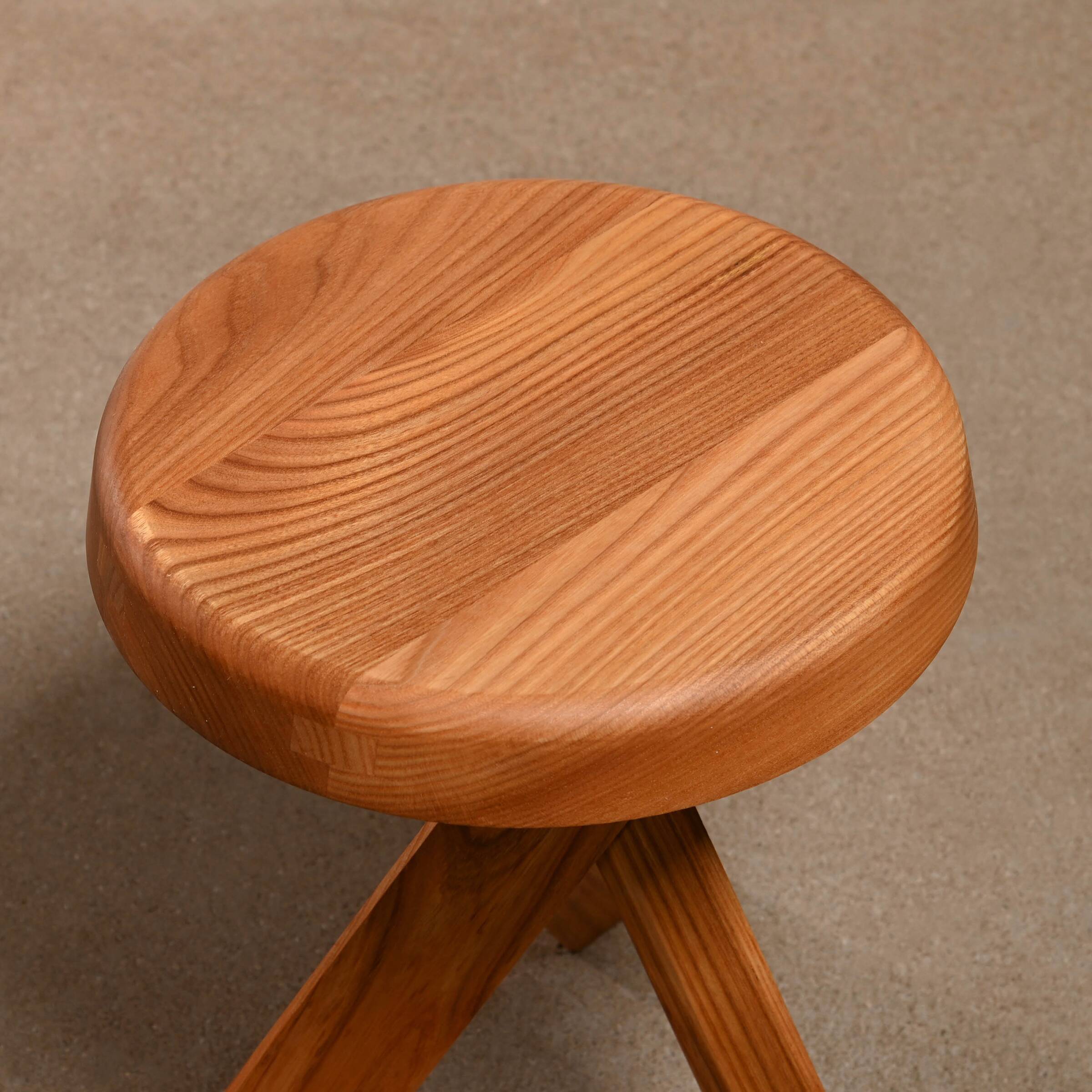 Pierre Chapo Stool S31 'Model A' in solid Elmwood, France