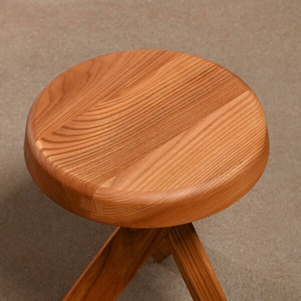 Tabouret Pierre Chapo S31 'Modèle A' en orme massif, France